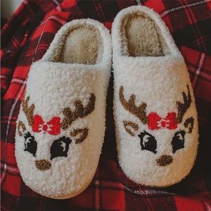 🎄Reindeer Face Christmas Sherpa Slippers